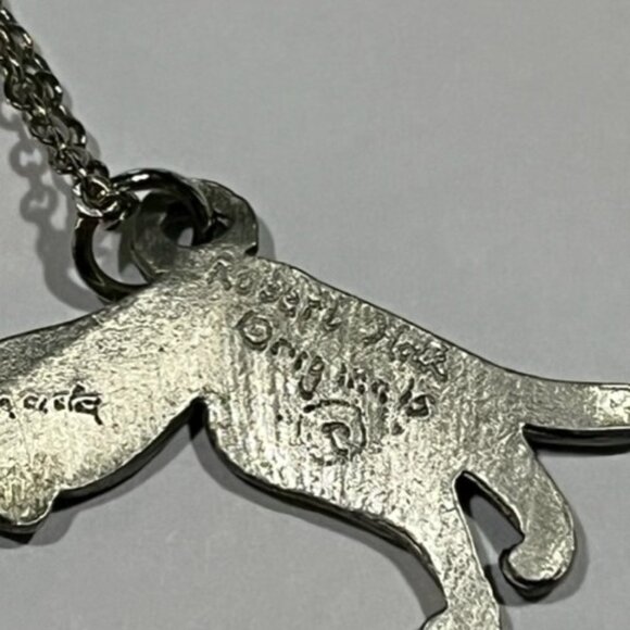 Robert Hall Originals comical cat pewter necklace and pendant Made in Canada Vtg - Picture 3 of 4